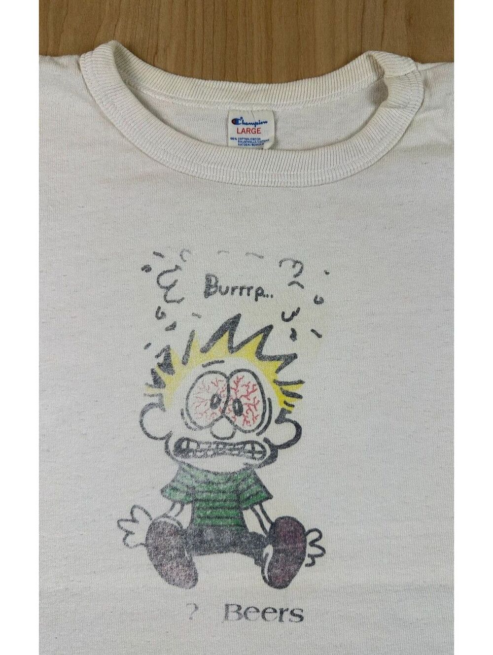 Vintage 80s Calvin and Hobbes Champion tshirt Single Stitch large bootleg beer